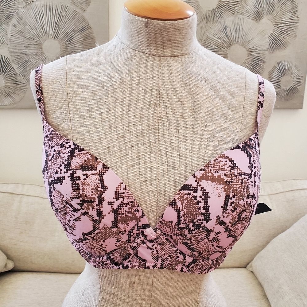 Rachel Roy Python-Print Underwire Bikini Top XL - Picture 4 of 8